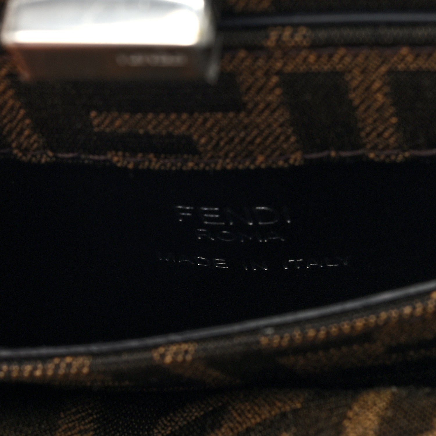 Fendi Fabric Jacquard Crystal Embellished FF 1974 Petite Peekaboo I SEE U Satchel Tobacco Moro 6 of 10