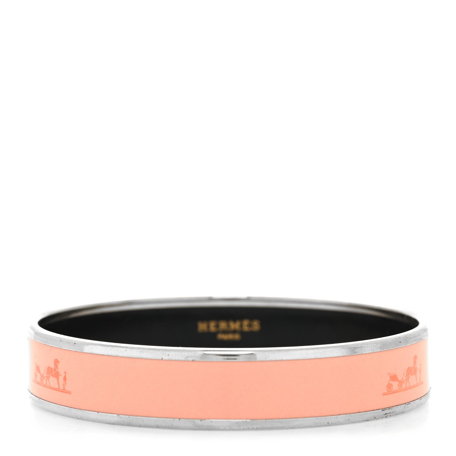 Hermes Enamel Printed Caleche Medium Bracelet Rose Florida 1 of 5
