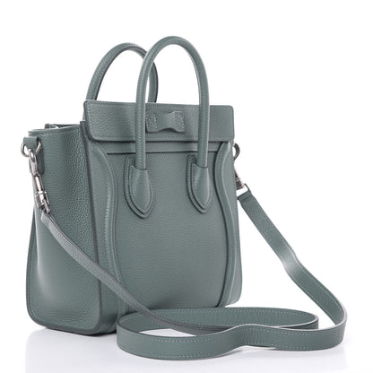 Celine Drummed Calfskin Nano Luggage Celadon 3 of 10