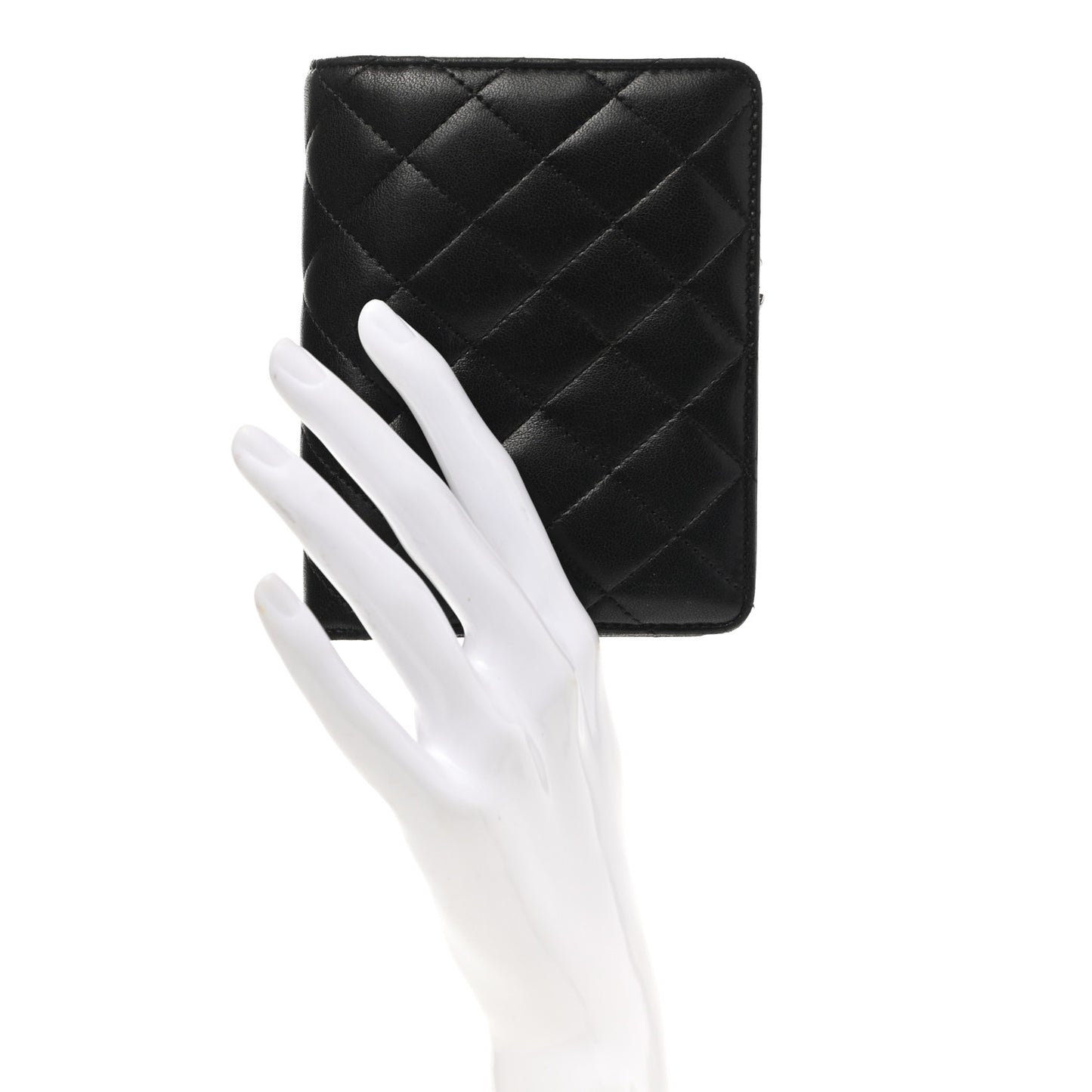 Lambskin Quilted Zip Around Coin Purse Wallet Black