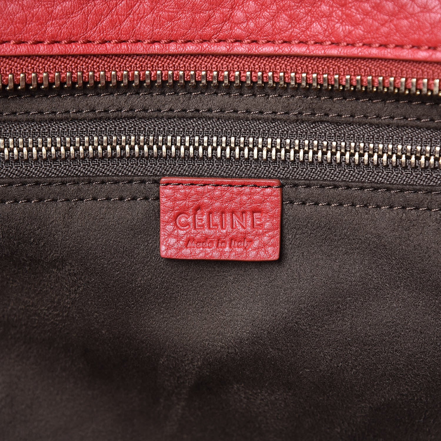 Celine Drummed Calfskin Mini Luggage Red 7 of 16