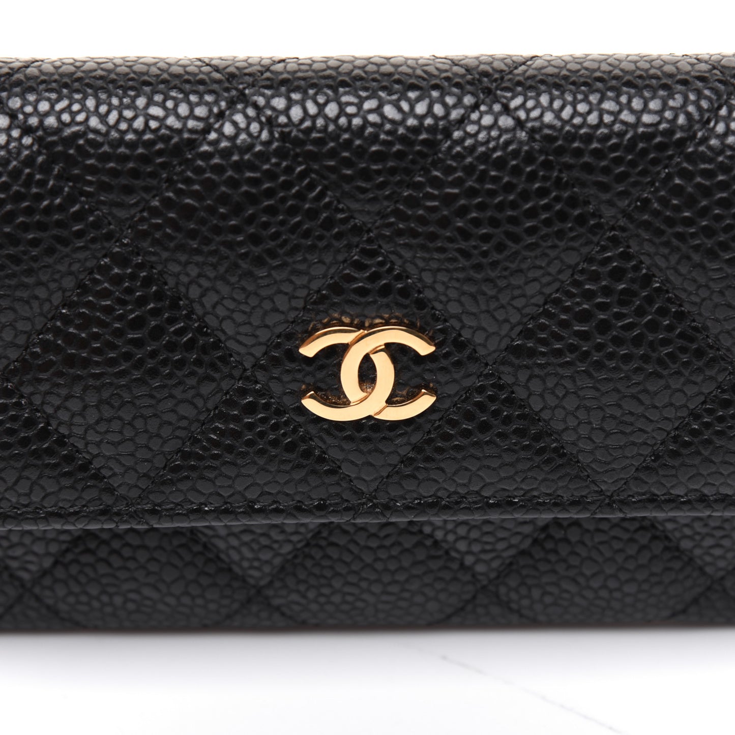 Caviar Quilted Flap Card Holder Black