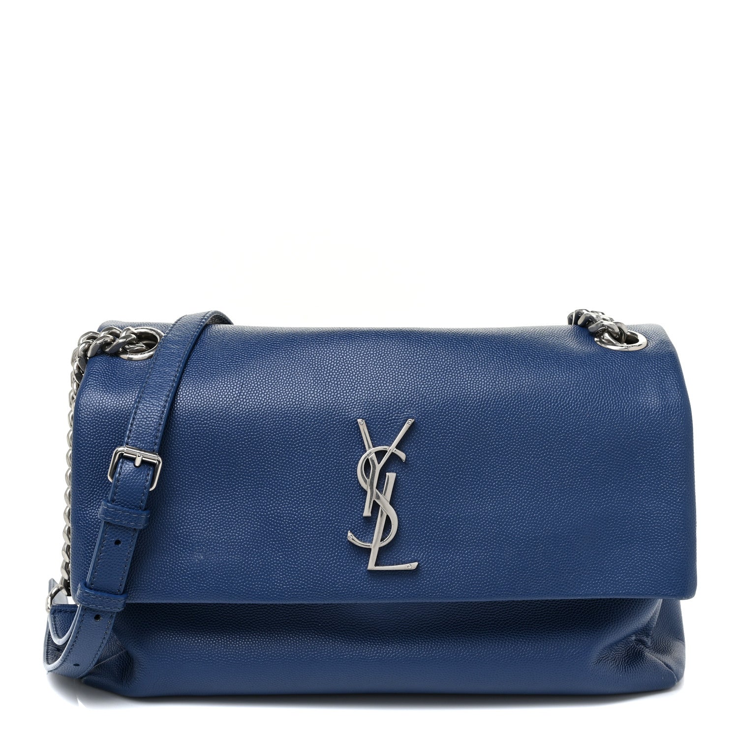 Saint Laurent Grain De Poudre Medium West Hollywood Monogram Fold-Over Denim 1 of 19
