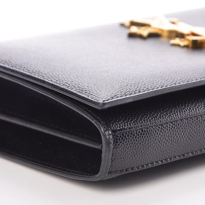 Saint Laurent Grain De Poudre Star Studded Monogram Wallet on Chain Black 8 of 10