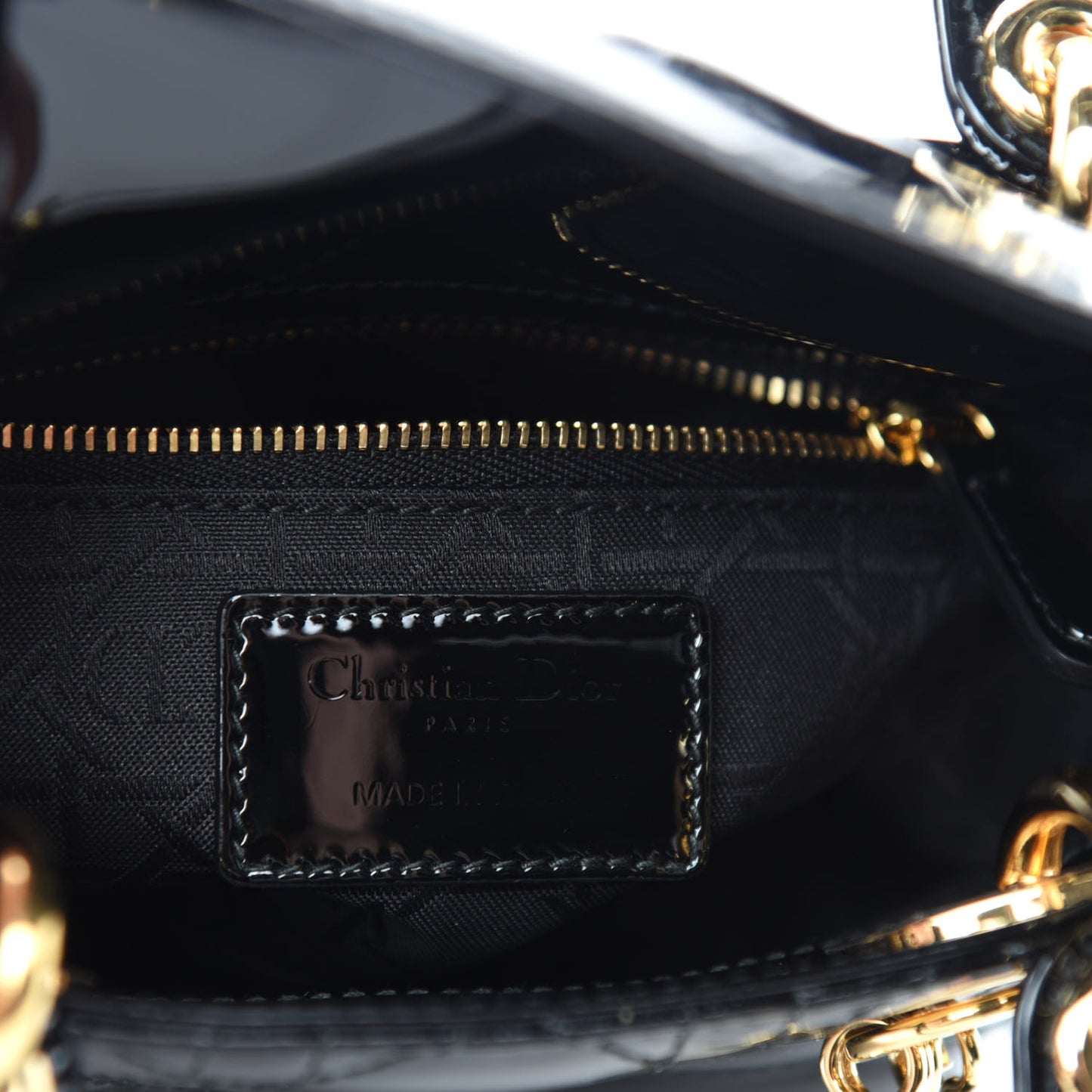 Patent Cannage Mini Lady Dior Black