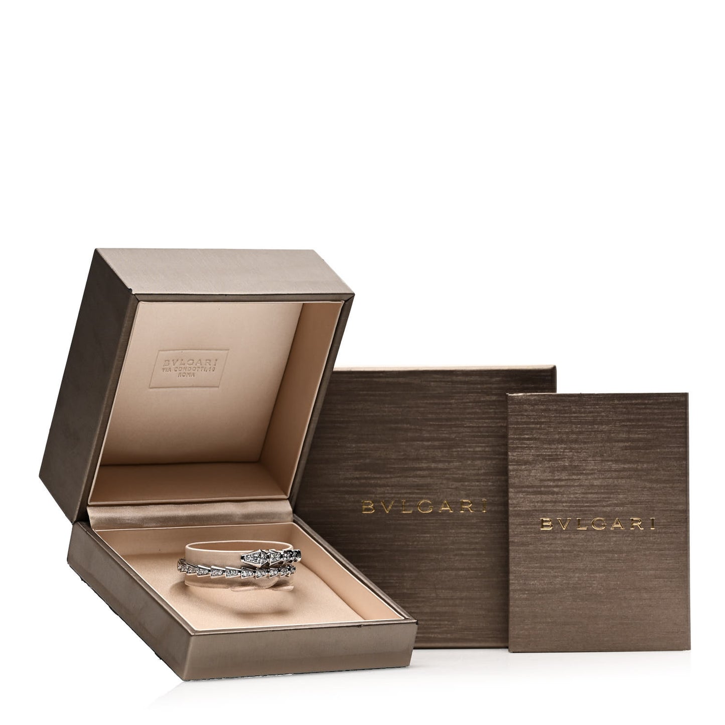 18K White Gold Diamond Serpenti Viper Pave Bracelet S