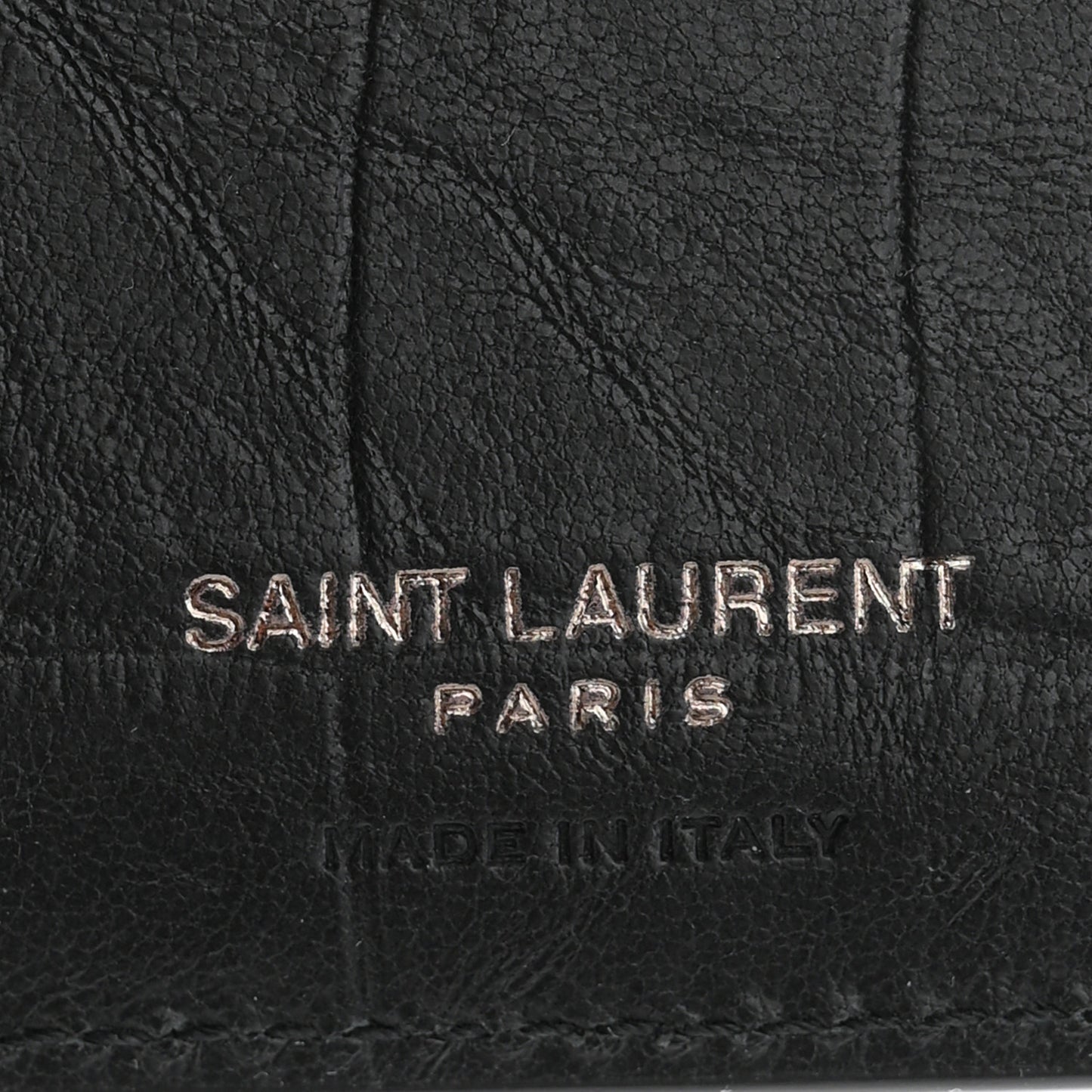 Crocodile Embossed Calfskin Cassandre Credit Card Wallet Black