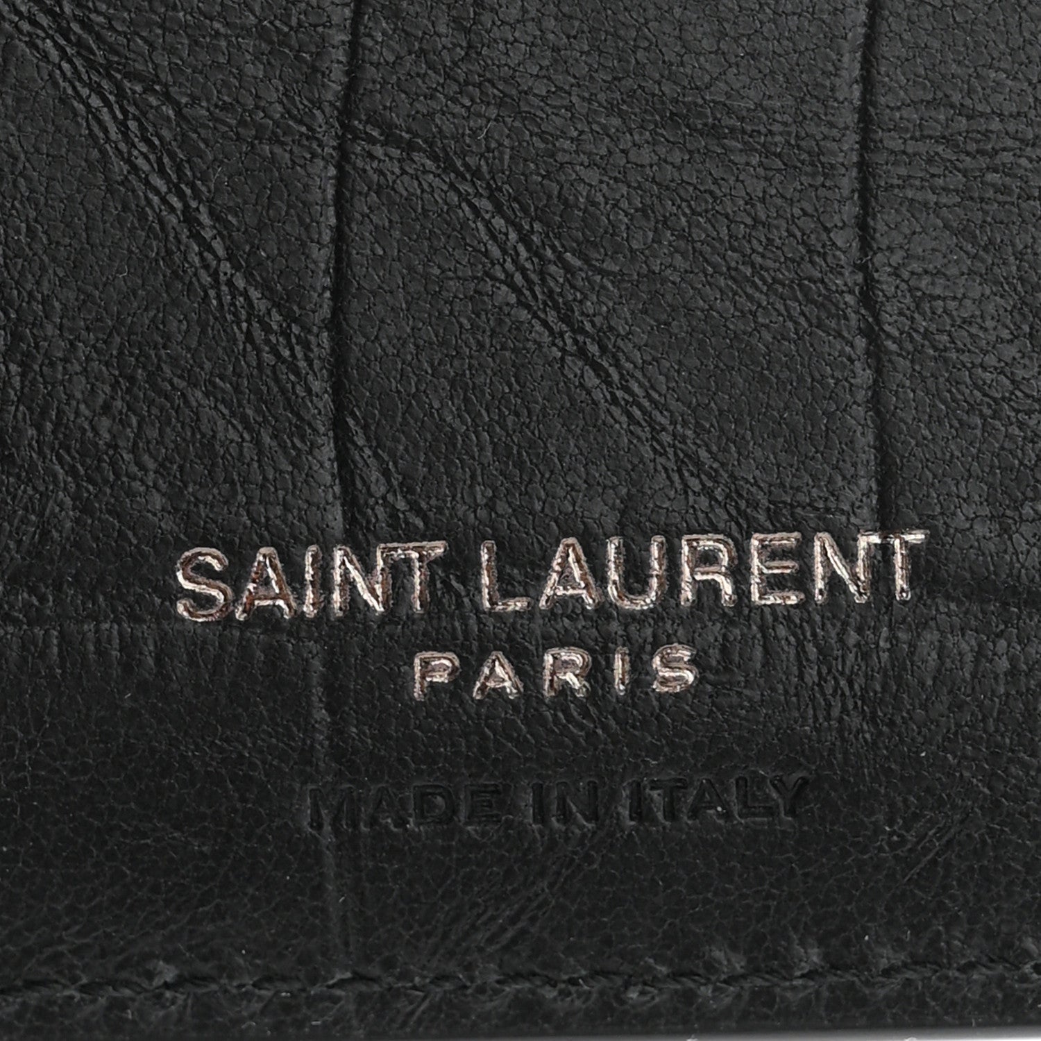 Saint Laurent Crocodile Embossed Calfskin Cassandre Credit Card Wallet Black 5 of 7