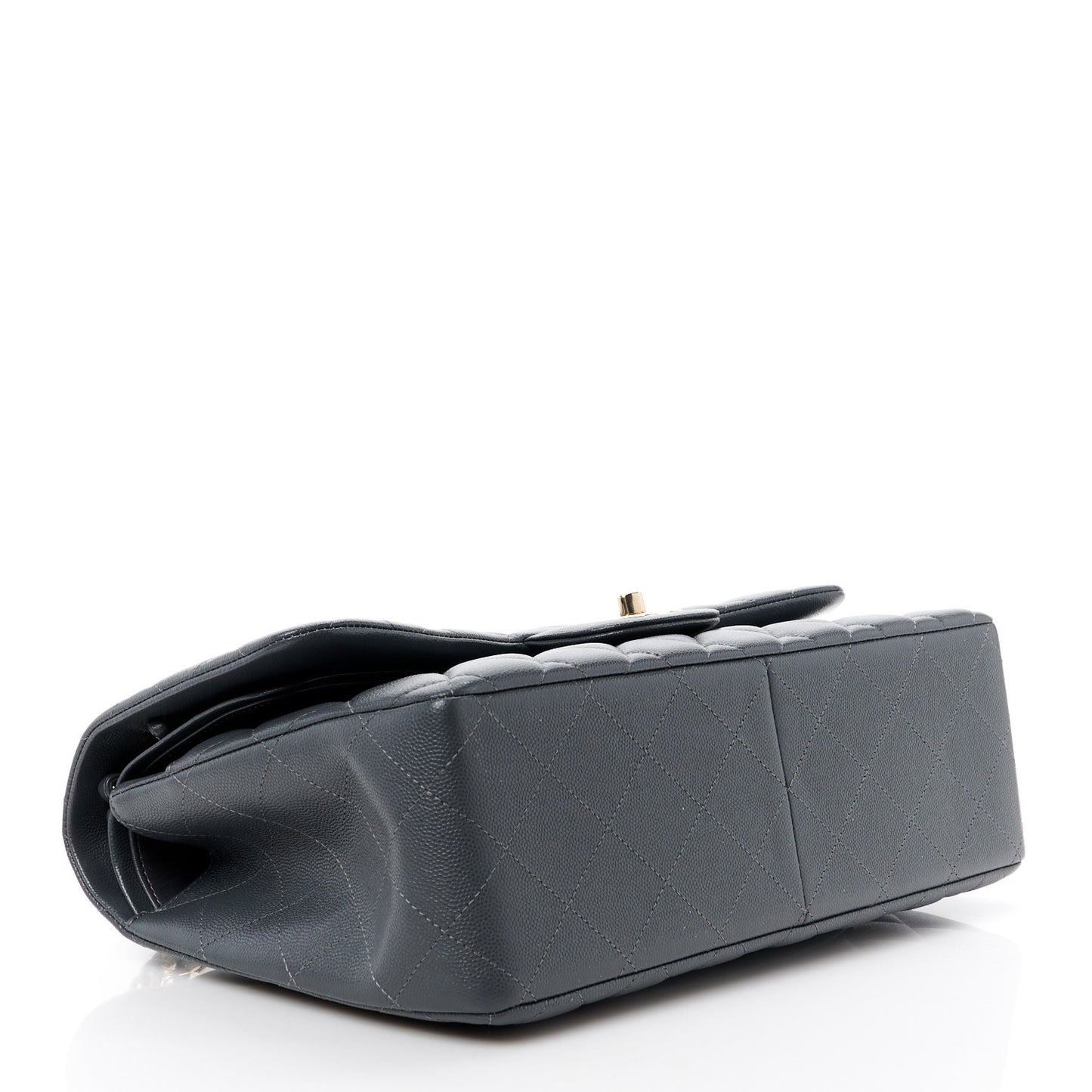 Caviar Quilted Jumbo Double Flap Dark Grey