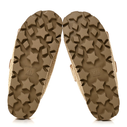 Miu Miu Raffia Logo Slide Sandals 39 Naturale 7 of 10