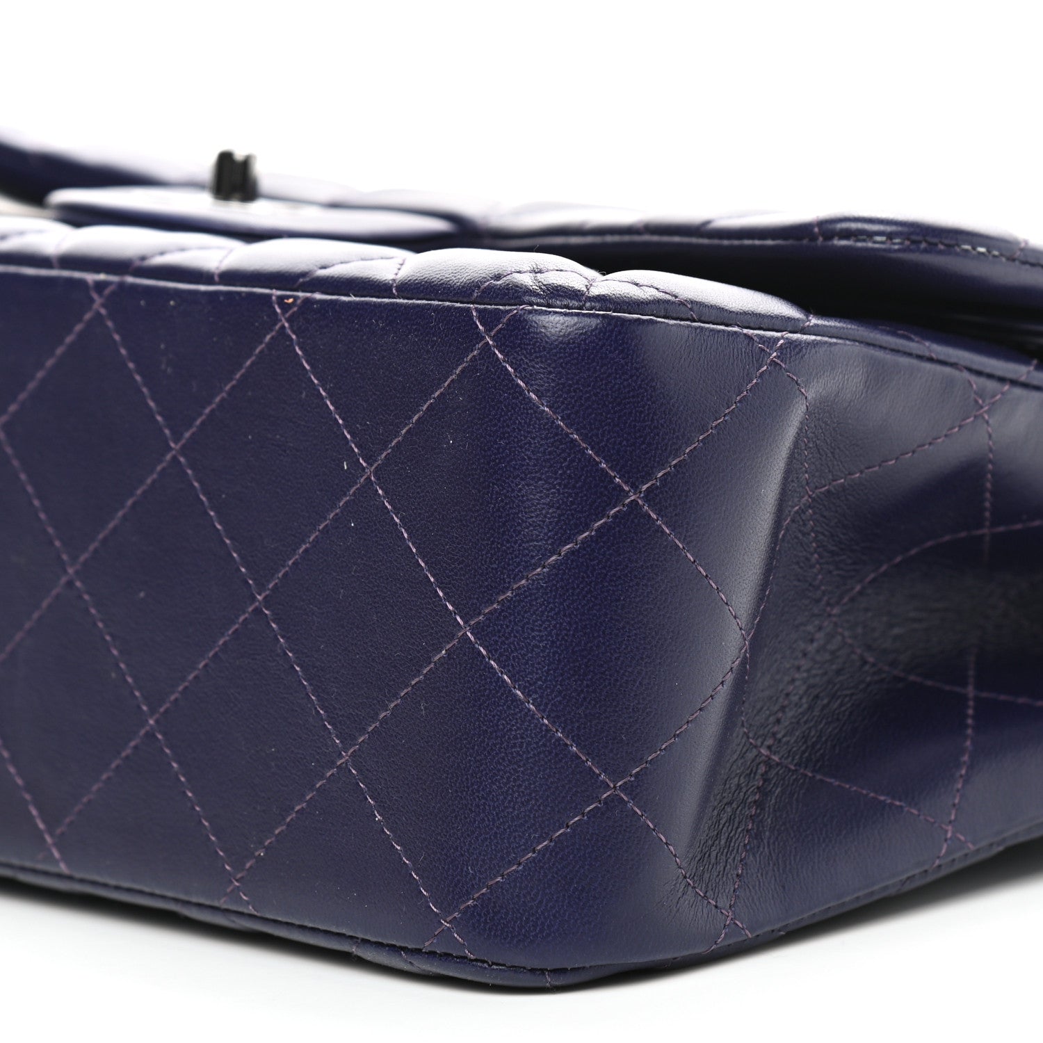 Chanel Lambskin Quilted Jumbo Double Flap Purple 8 of 10