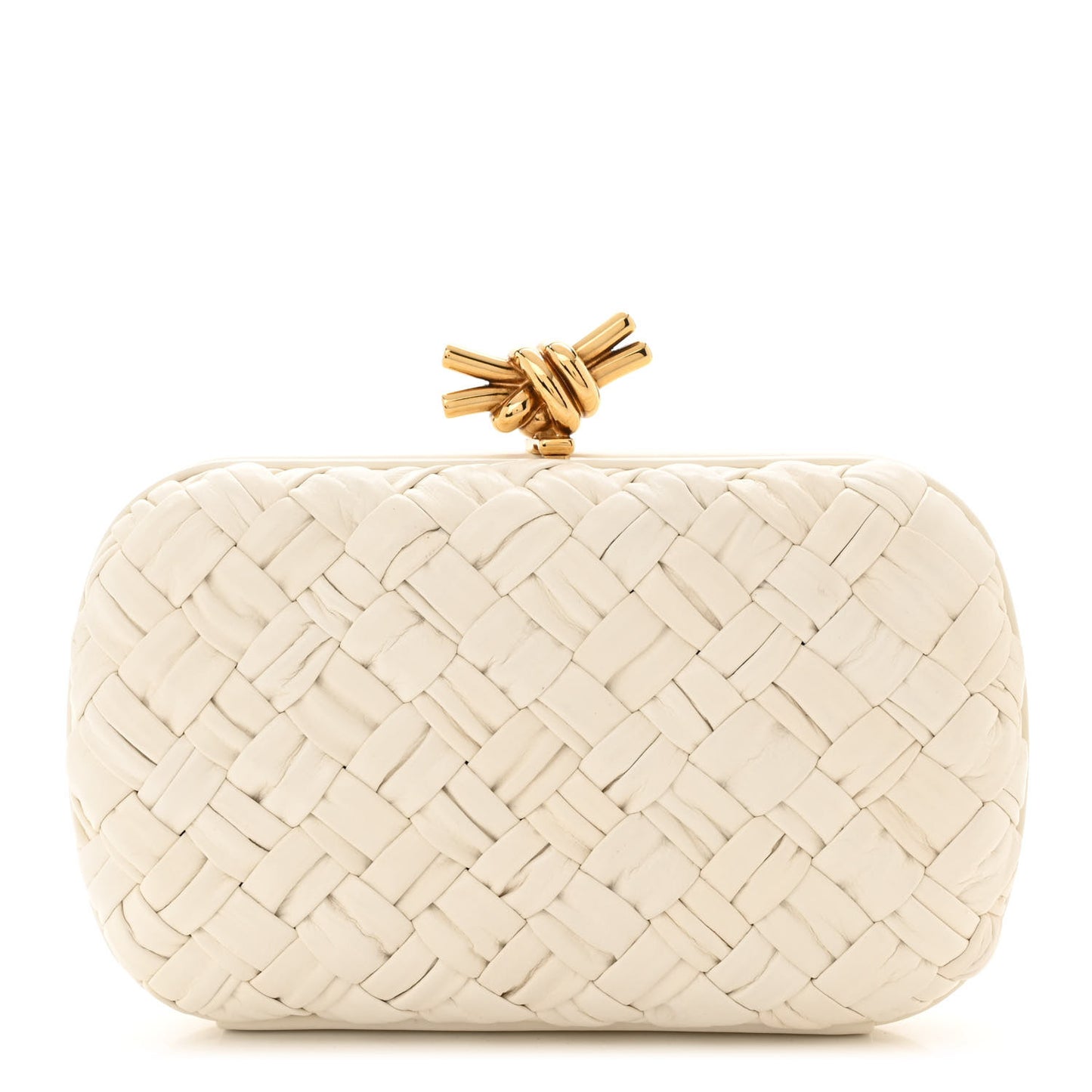Foulard Intrecciato Minaudiere Knot Clutch Bone