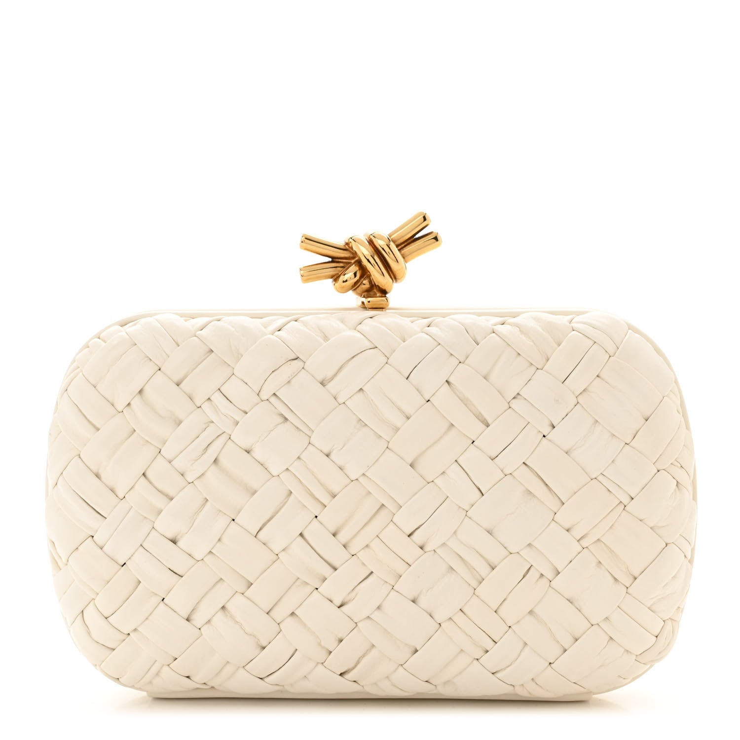 Bottega Veneta Foulard Intrecciato Minaudiere Knot Clutch Bone 1 of 9