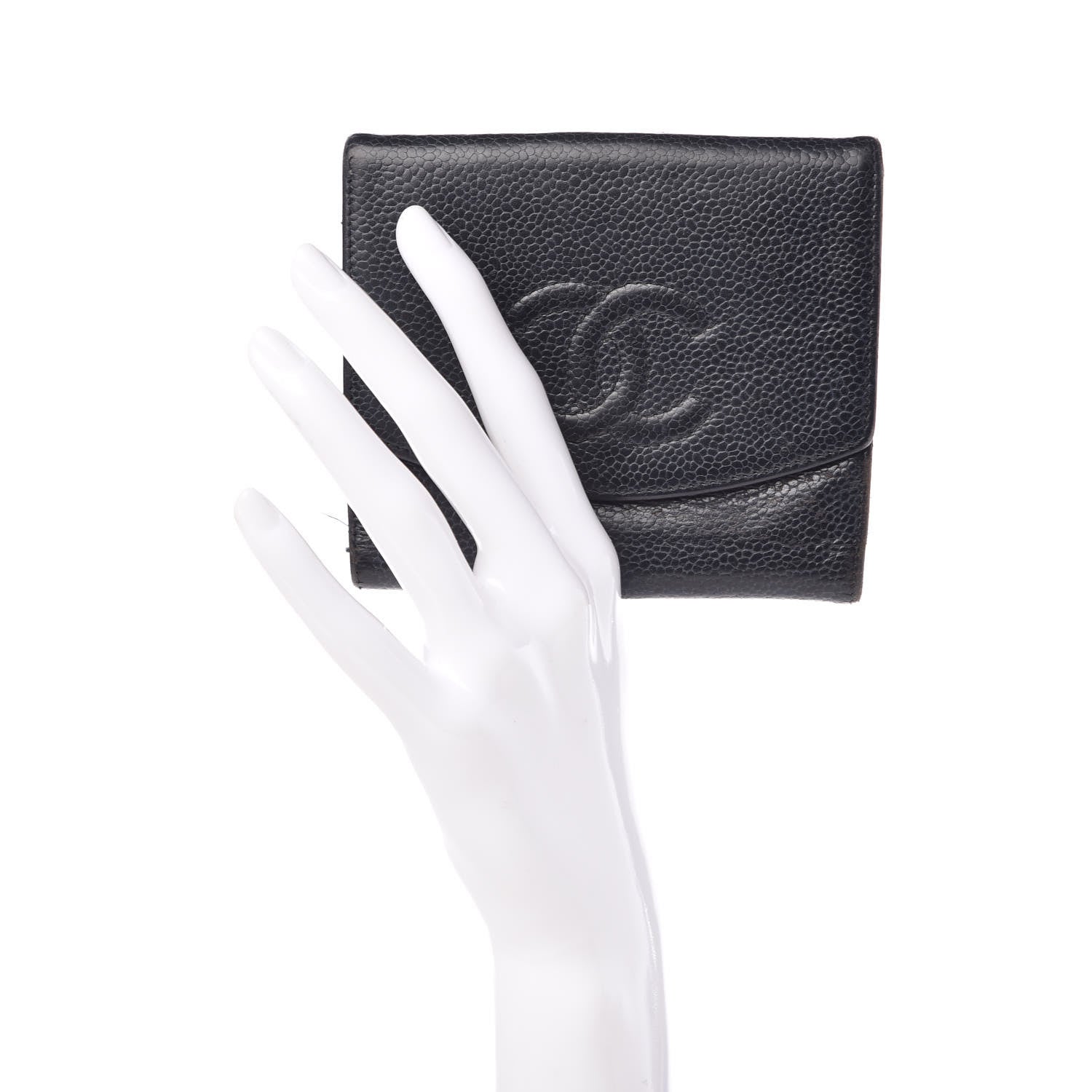 Chanel Caviar Timeless CC Compact French Wallet Black 2 of 12