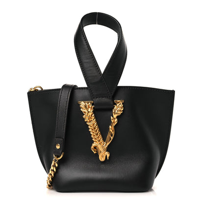 Versace Vitello Mini Virtus Bucket Bag Black 1 of 8