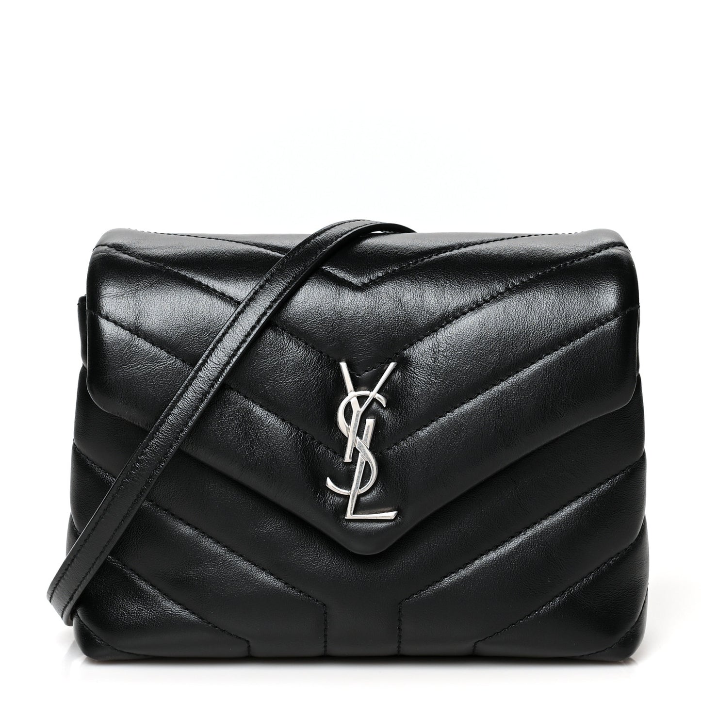 Calfskin Y Quilted Monogram Toy Loulou Crossbody Bag Black