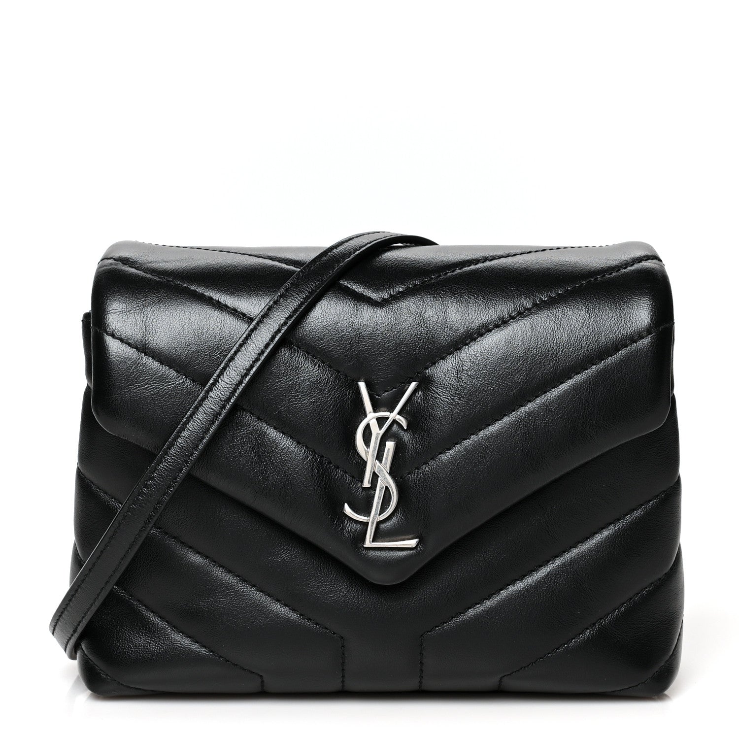 Saint Laurent Calfskin Y Quilted Monogram Toy Loulou Crossbody Bag Black 1 of 10