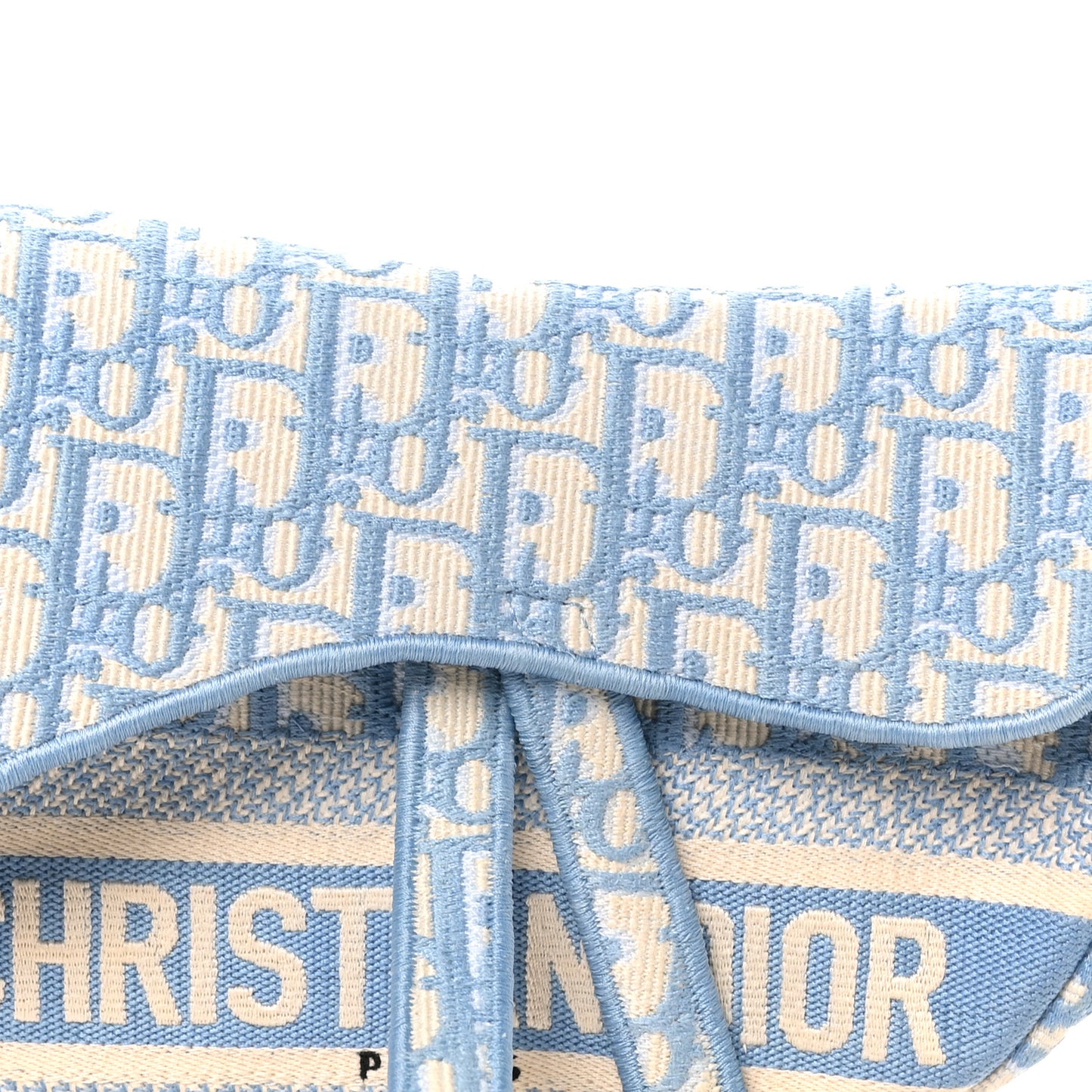 Oblique Embroidered Saddle Bag Cornflower Blue