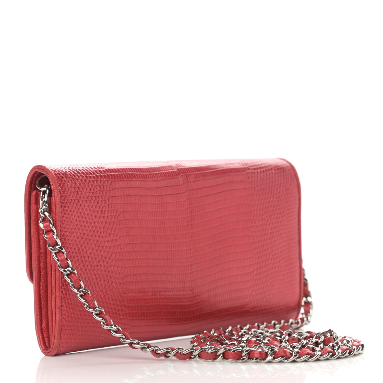 Chanel Lizard Wallet On Chain WOC Red 2 of 13