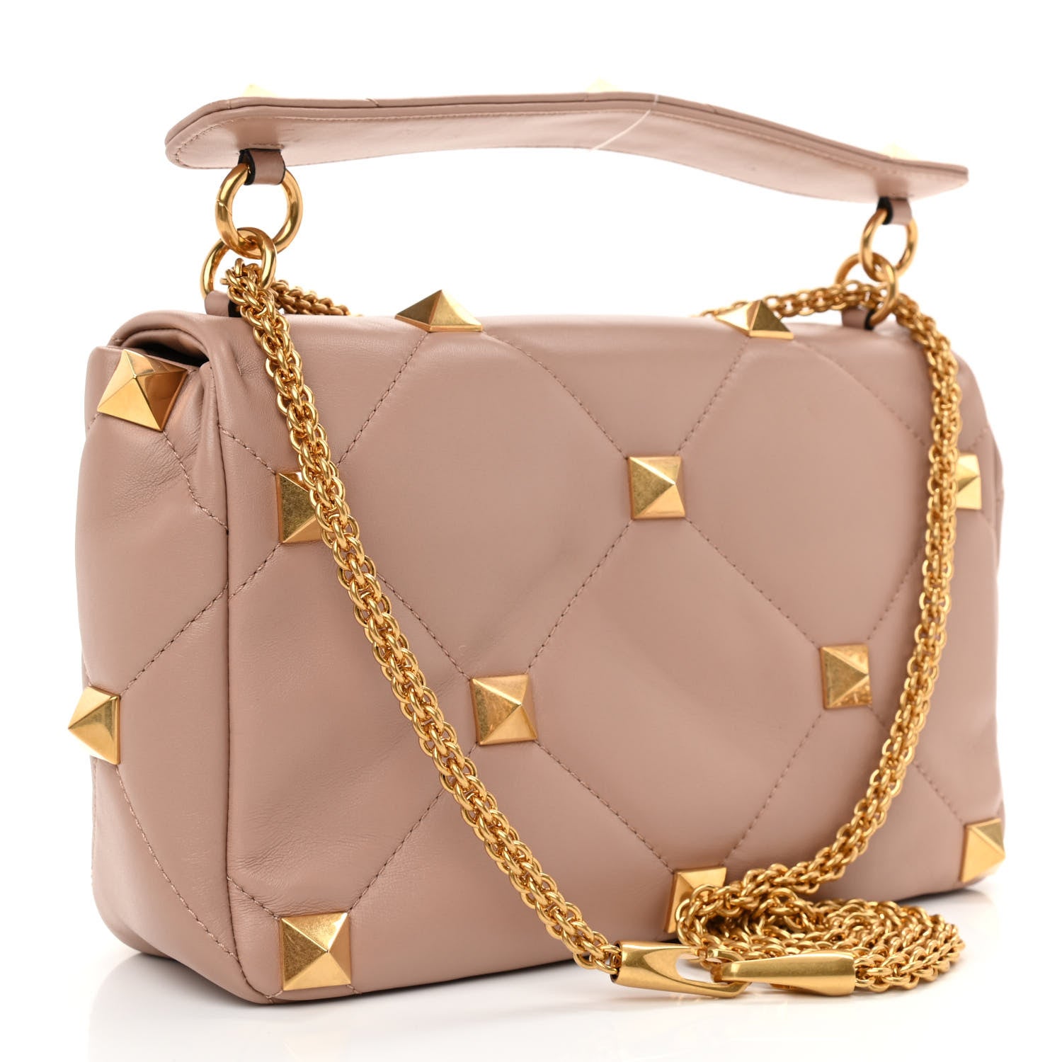 Valentino Garavani Nappa Large Roman Stud Shoulder Bag Rose Cannelle 3 of 7