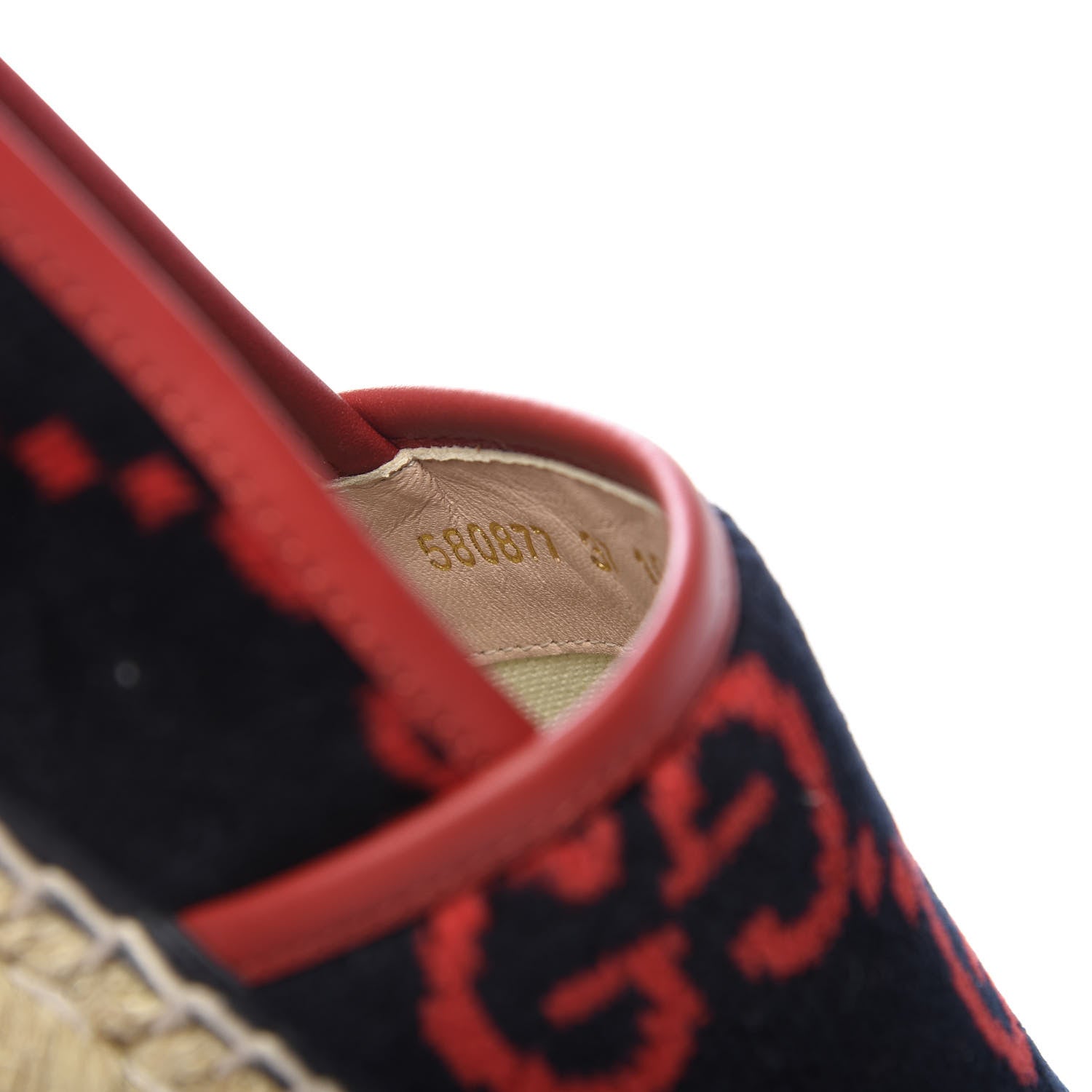 Gucci Terry Cloth GG Monogram Espadrilles 37 Blue Red 9 of 10