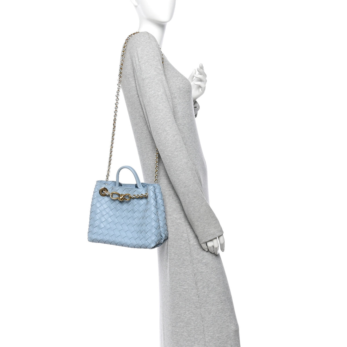 Nappa Intrecciato Small Andiamo Shoulder Bag Ice