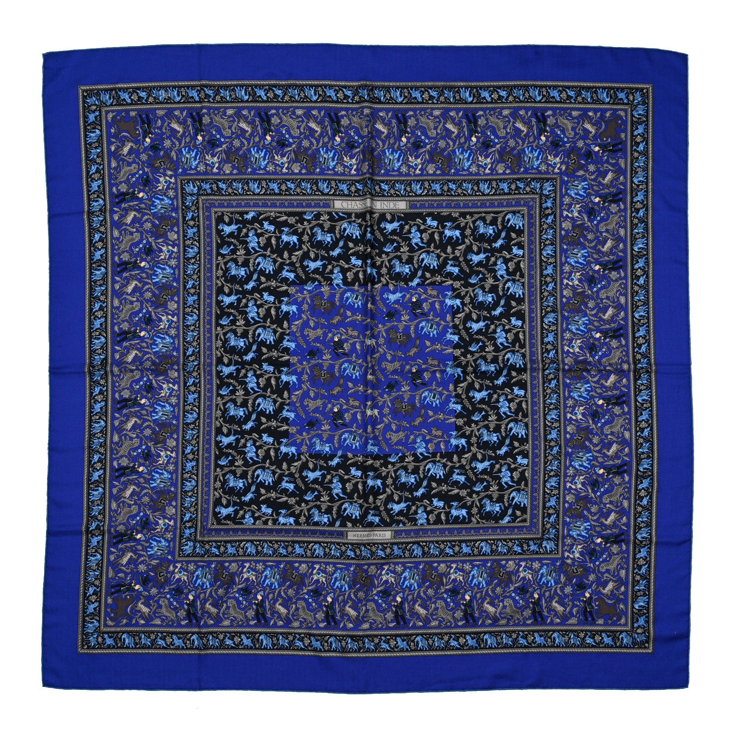 Hermes Cashmere Silk Chasse En Inde Shawl 140 1 of 6