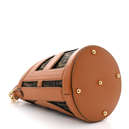 Fendi Nylon Vitello King Logo Step Out Bucket Bag Brandy 4 of 11