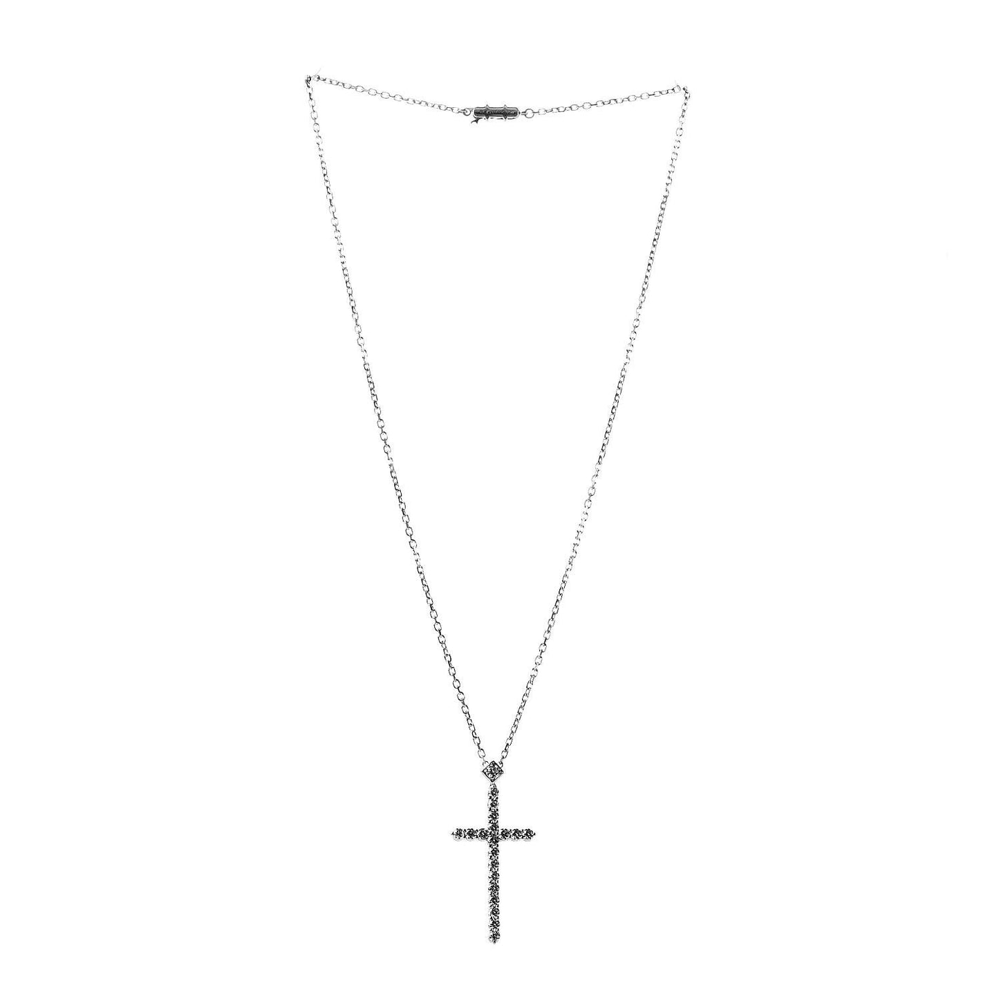 18K White Gold Diamond Large Cross Necklace