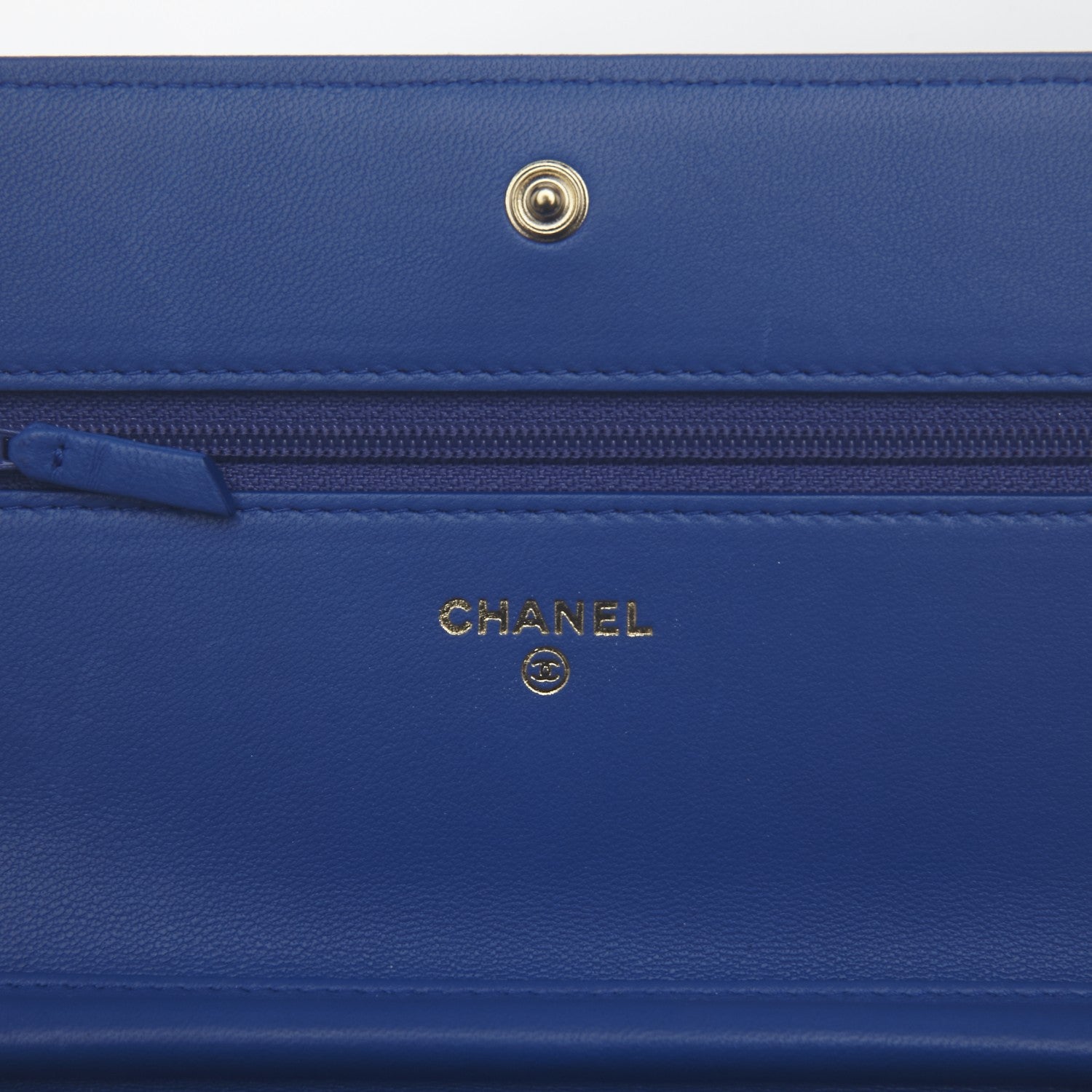 Chanel Lambskin Quilted Boy Wallet On Chain WOC Blue 6 of 9