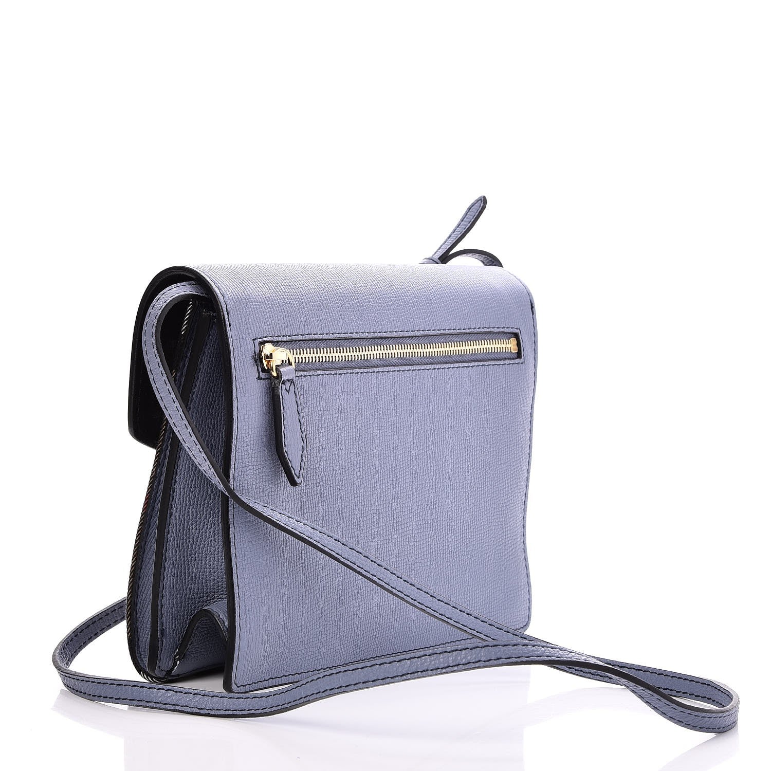 Burberry Derby Calfskin House Check Small Macken Crossbody Bag Slate Blue 3 of 8