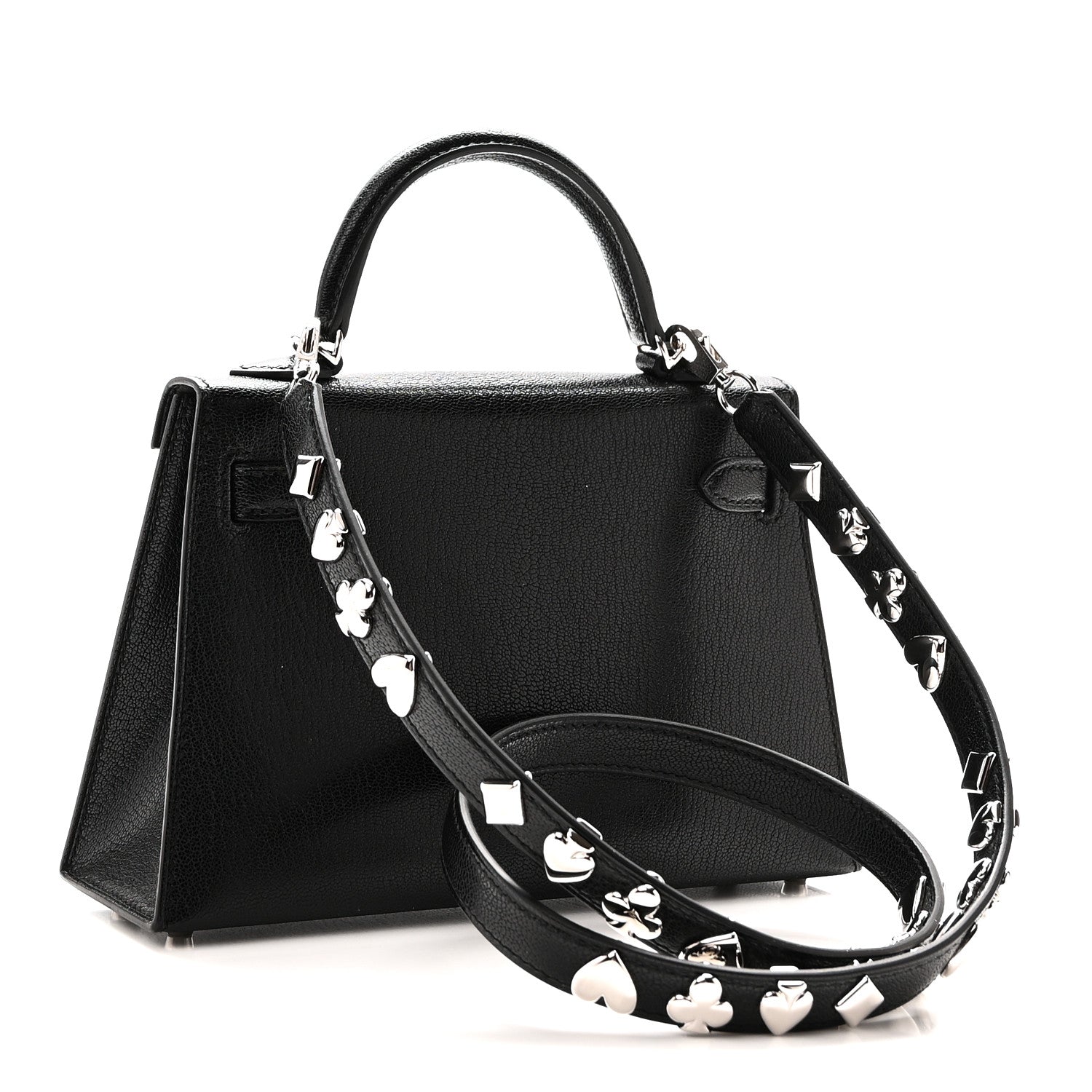 Hermes Chevre Chamkila Clou de Coeur Mini Kelly Sellier 20 Black 3 of 10