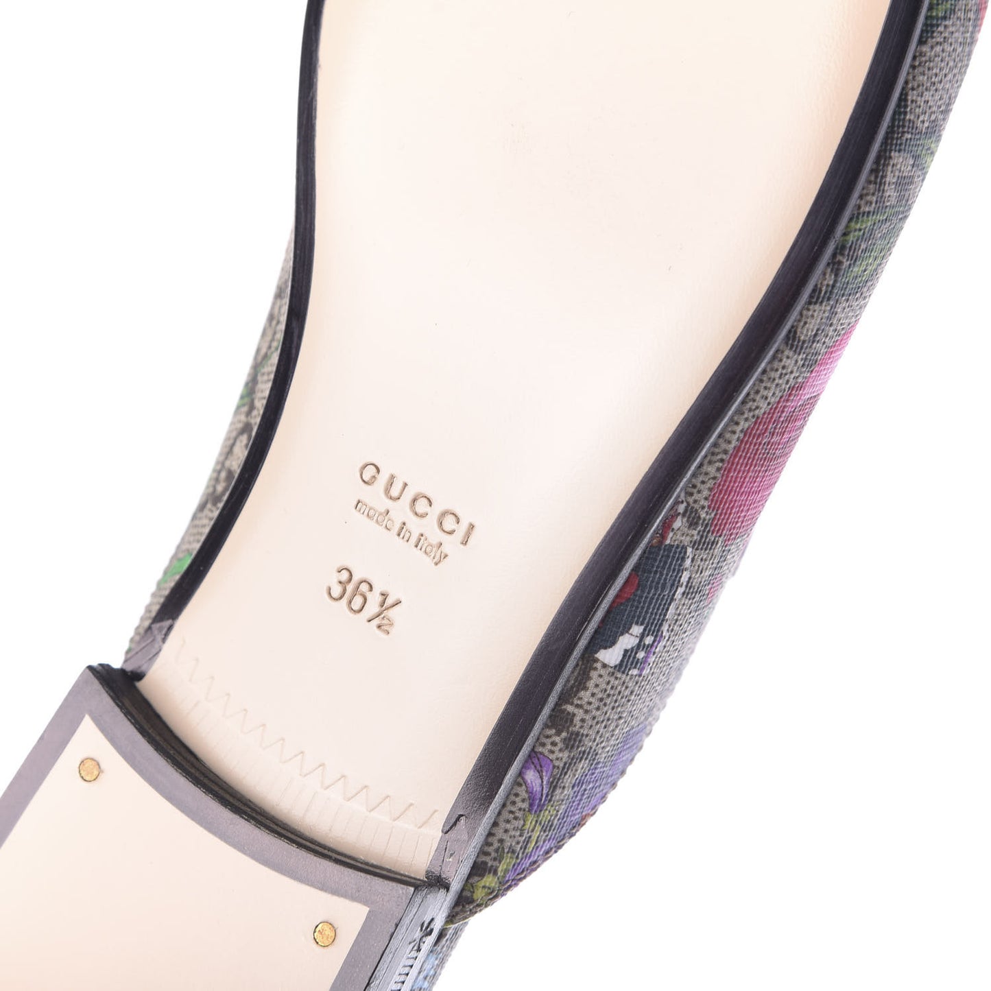 GG Supreme Monogram Flora Womens Princetown Slippers 36.5 Beige Ebony Multicolor Rosso