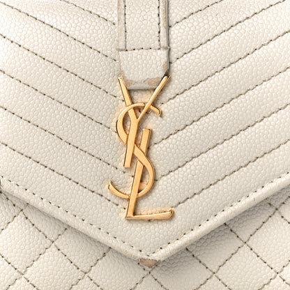 Saint Laurent Grain De Poudre Textured Mixed Matelasse Triquilt Small Monogram Envelope Wallet Blanc Vintage 7 of 13