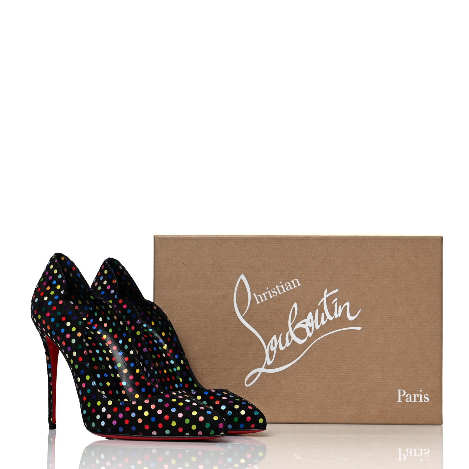 Christian Louboutin Suede Polka Dot Hot Chick 100 Pumps 37.5 Black Multicolor 9 of 9