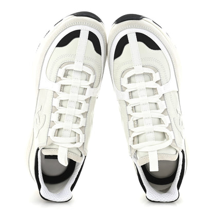 Chanel Suede Calfskin Womens CC Sneakers 37 White Black 2 of 9