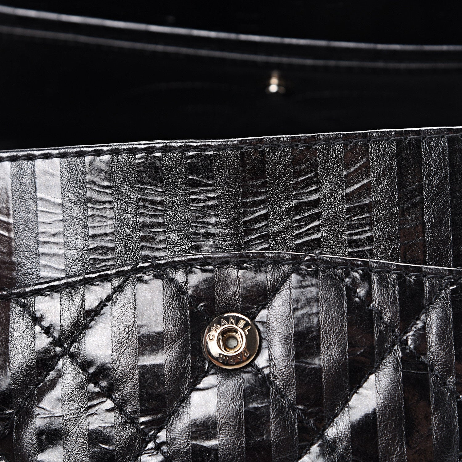 Chanel Metallic Calfskin Striped 2.55 Reissue 226 Flap Black 10 of 14
