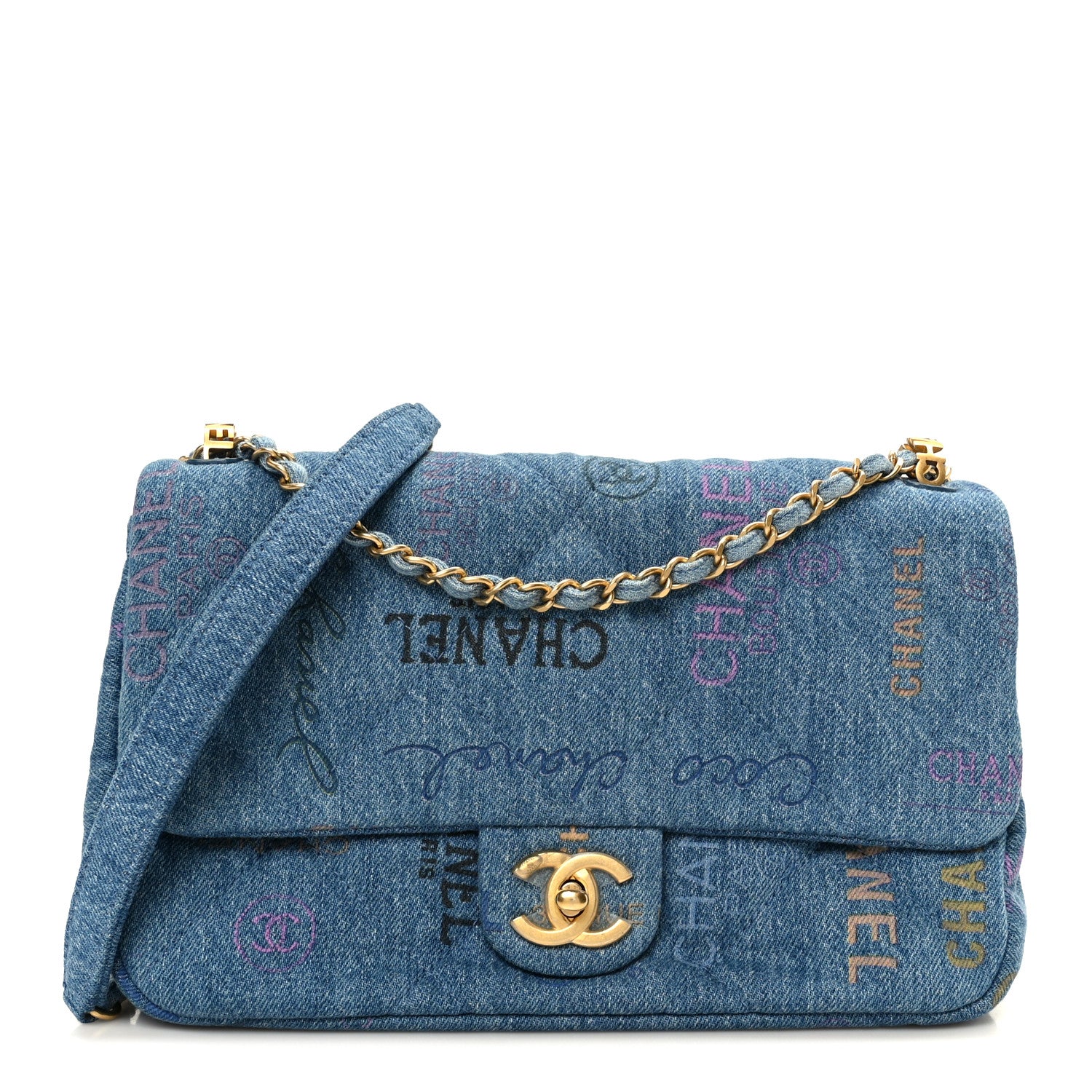 Chanel Denim Quilted Denim Large Mood Flap Blue Multicolor 1 of 11