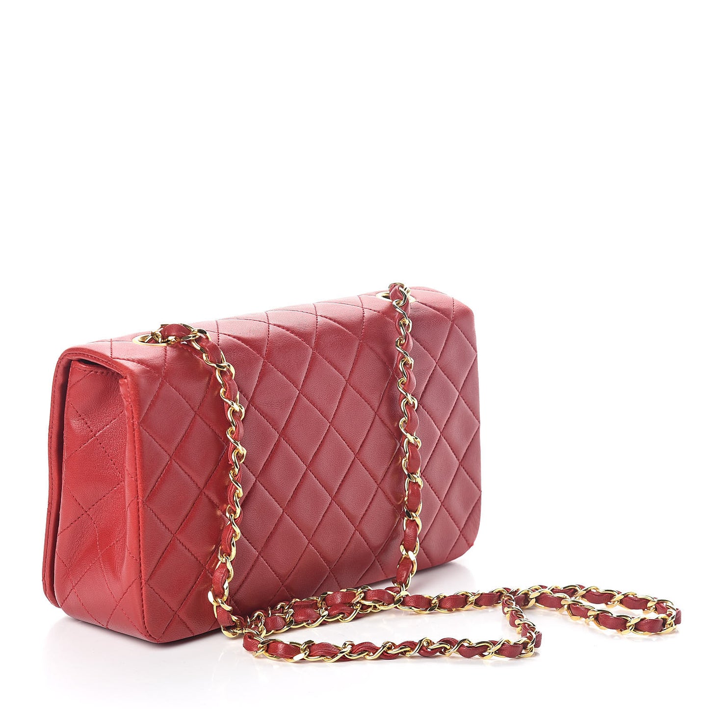 Lambskin Quilted Small Single Flap Red