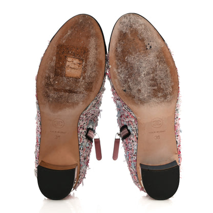 Chanel Tweed Cap Toe CC Short Boots 36 Pink Blue Black 8 of 19