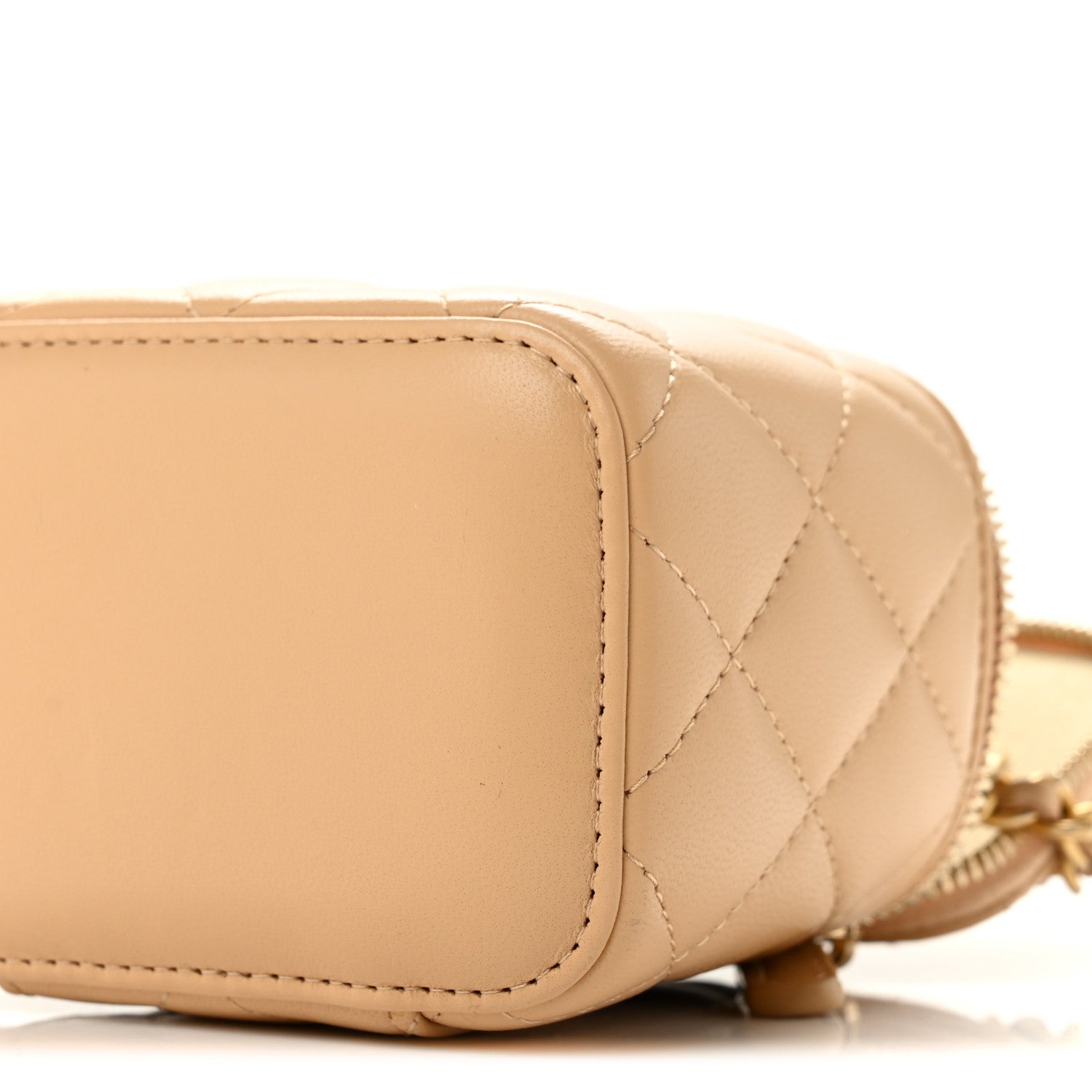 Chanel Lambskin Quilted Pearl Crush Mini Vanity Case With Chain Beige 10 of 11