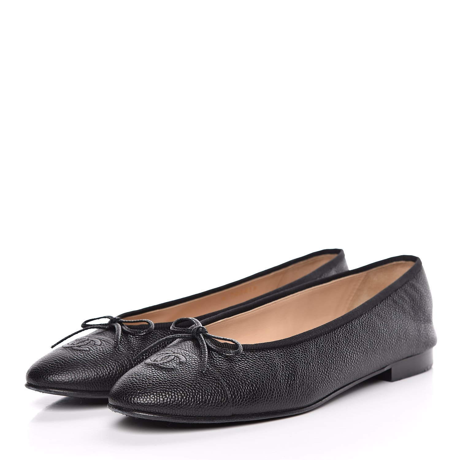 Chanel Caviar CC Cap Toe Ballerina Flats 42 Black 3 of 17