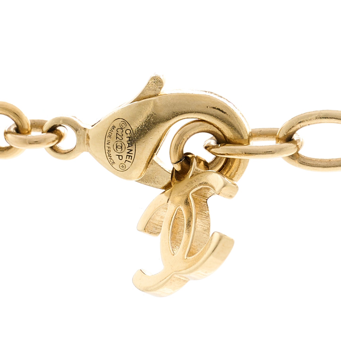 Metal Crystal CC Boy Pendant Long Necklace Gold
