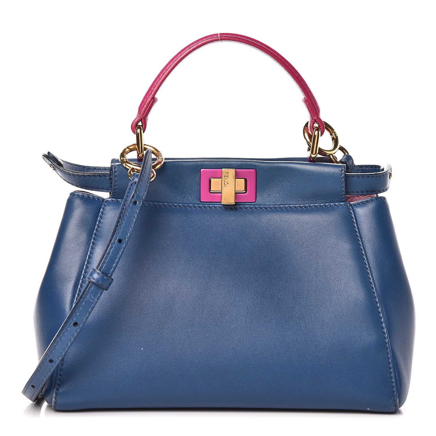 Fendi Nappa Colorblock Mini Peekaboo Iconic Satchel Iris Magenta Bubblegum 1 of 15