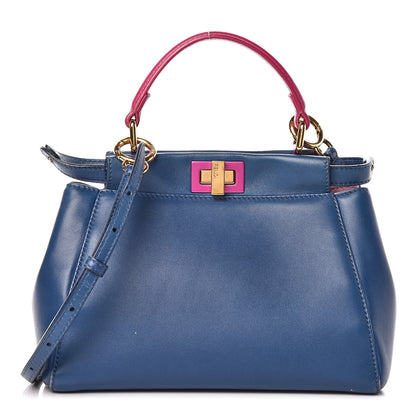 Fendi Nappa Colorblock Mini Peekaboo Iconic Satchel Iris Magenta Bubblegum 1 of 15