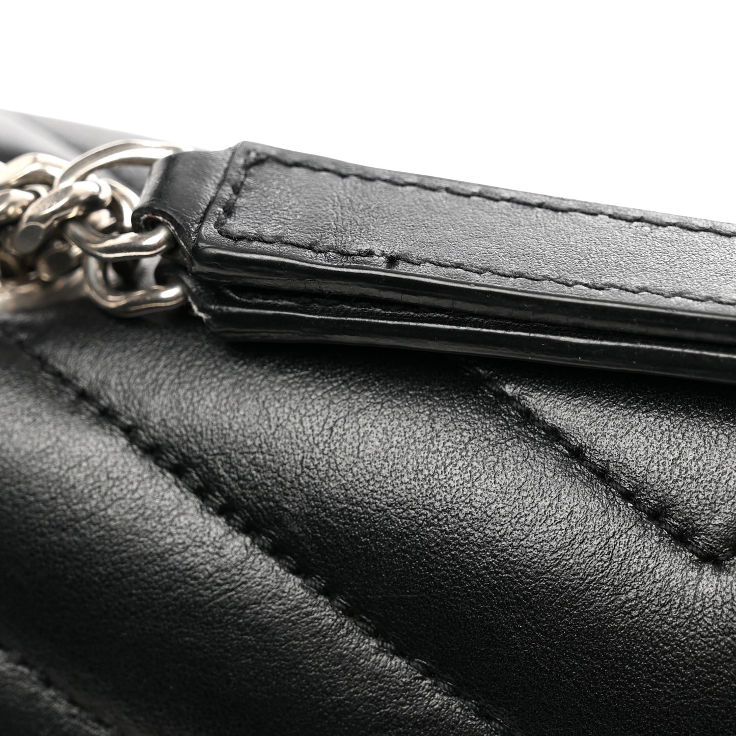 Calfskin Y Quilted Monogram Medium Loulou Chain Satchel Black