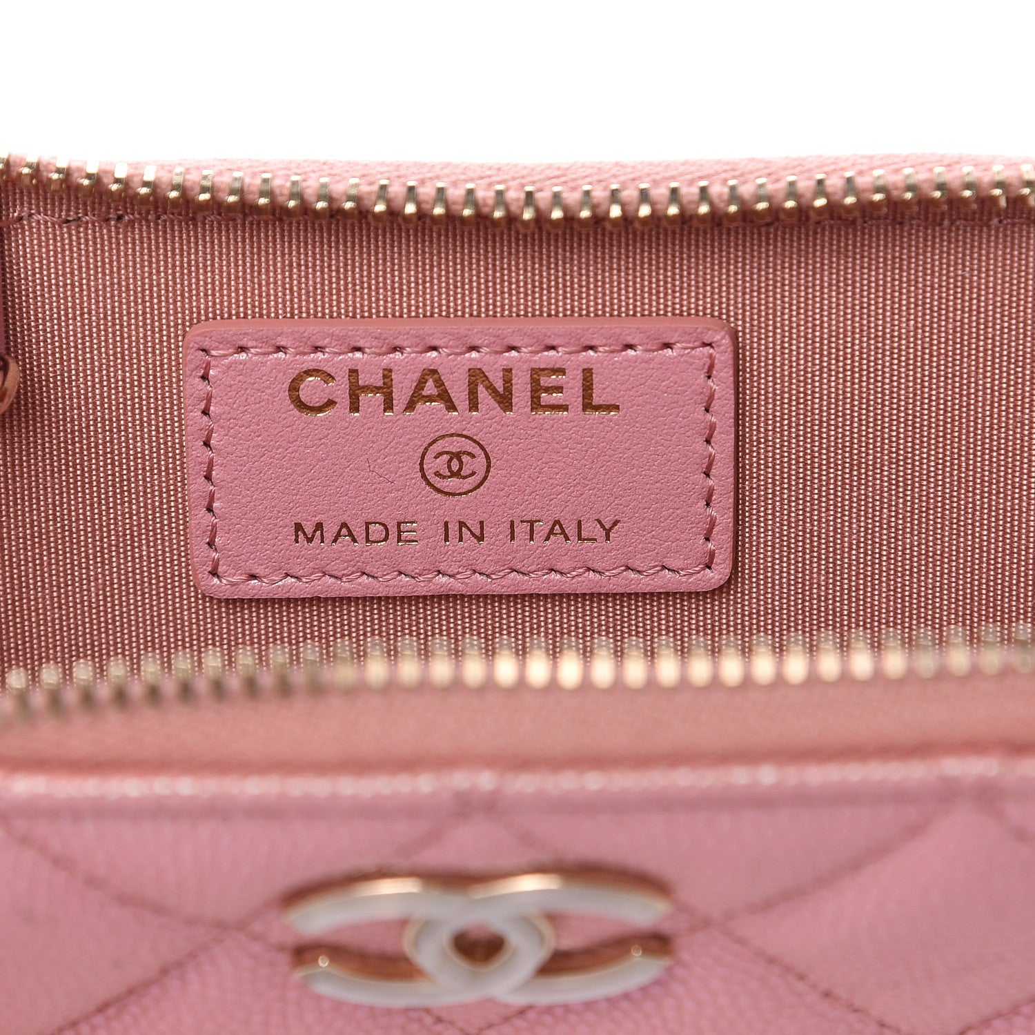 Chanel Iridescent Caviar Quilted Zipped Key Holder Case Rose Pink 6 of 8