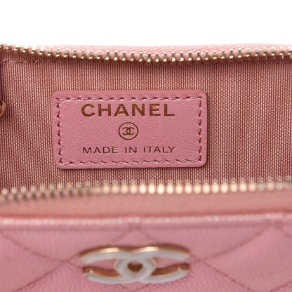 Chanel Iridescent Caviar Quilted Zipped Key Holder Case Rose Pink 6 of 8