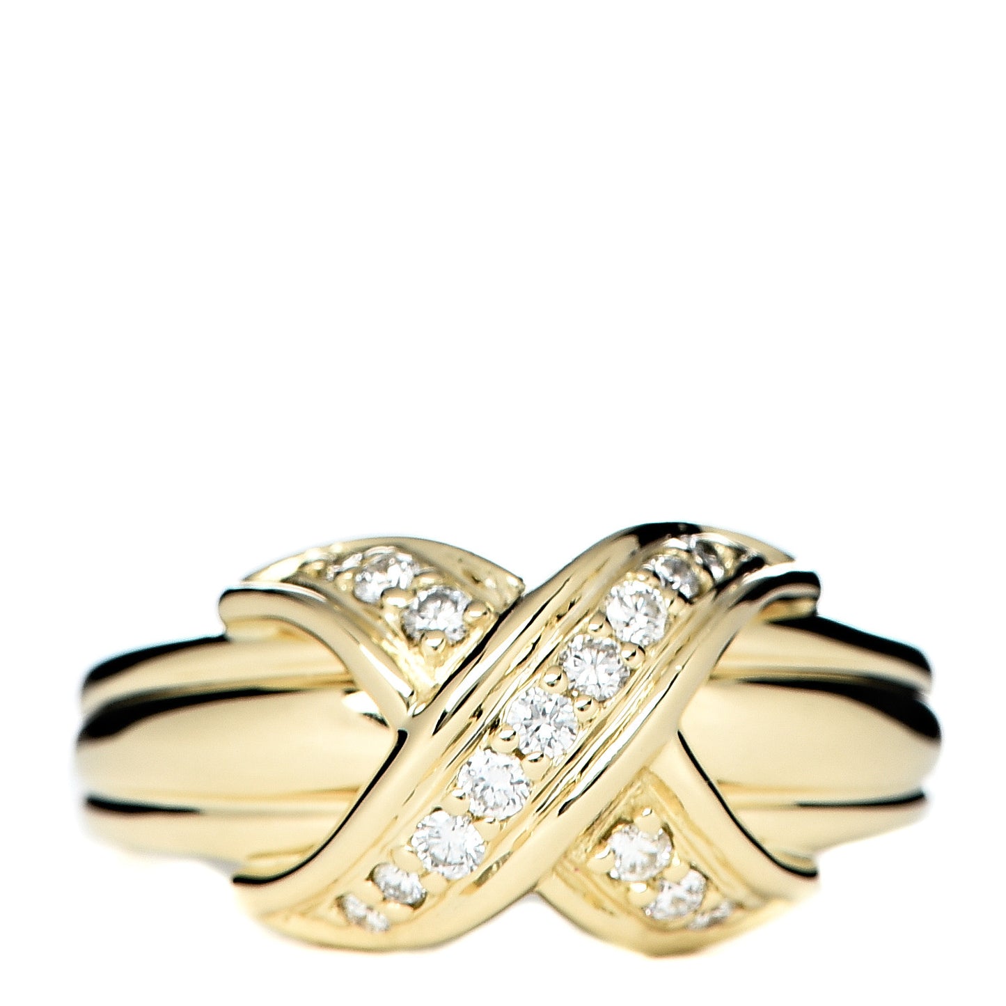 18K Yellow Gold Diamond Signature X Ring 50 5.25