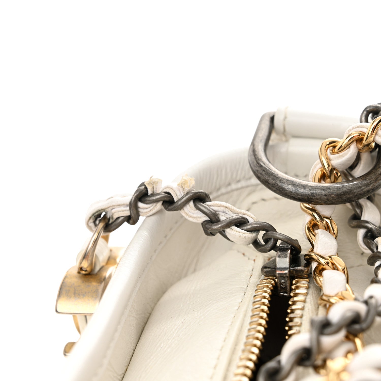 Chanel Aged Calfskin Quilted Small Gabrielle Hobo White 15 of 15